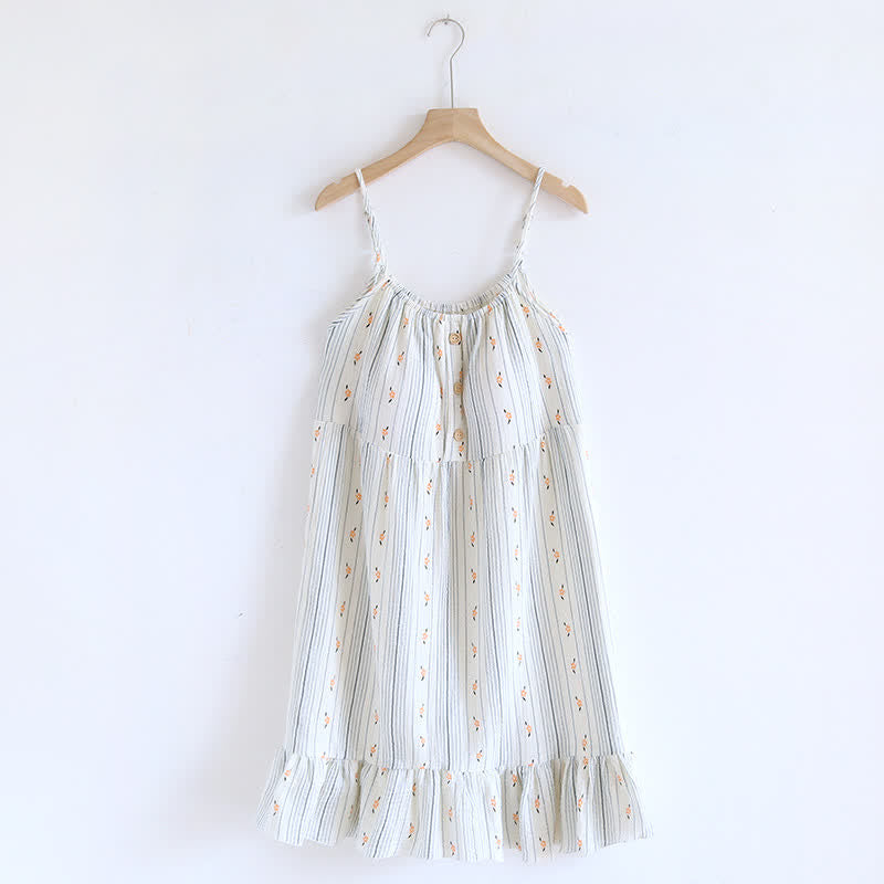 Ownkoti Sweet Floral Cotton Ruffle Cami Nightdress - White - XL - image 0