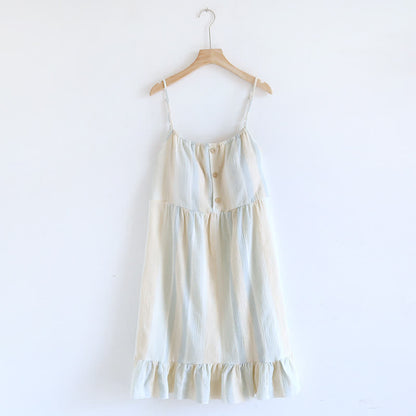 Ownkoti Pastel Stripe Cotton Tiered Cami Nightgown - Beige - XL - image 0