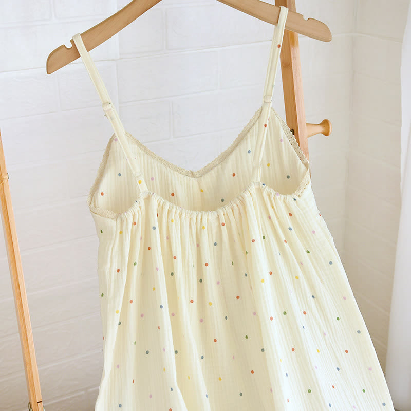 Ownkoti Rainbow Dot Cotton Gauze Lounge Dress - image 4