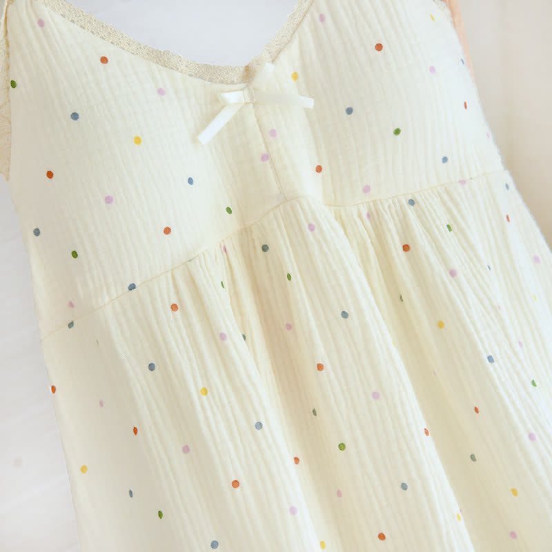 Ownkoti Rainbow Dot Cotton Gauze Lounge Dress - image 7