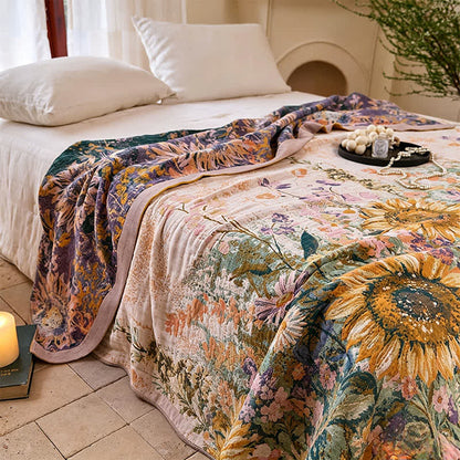 Ownkoti Vintage Sunflower Cotton Gauze Blanket Quilt - image 2