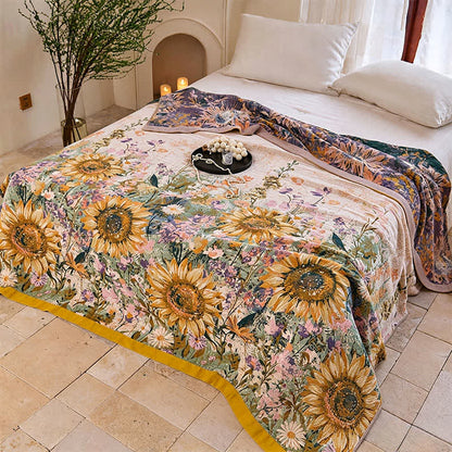 Ownkoti Vintage Sunflower Cotton Gauze Blanket Quilt - image 1
