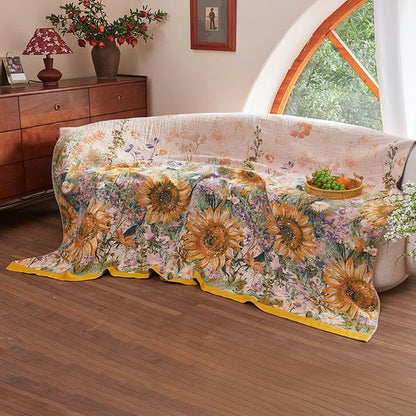 Ownkoti Vintage Sunflower Cotton Gauze Blanket Quilt - image 3