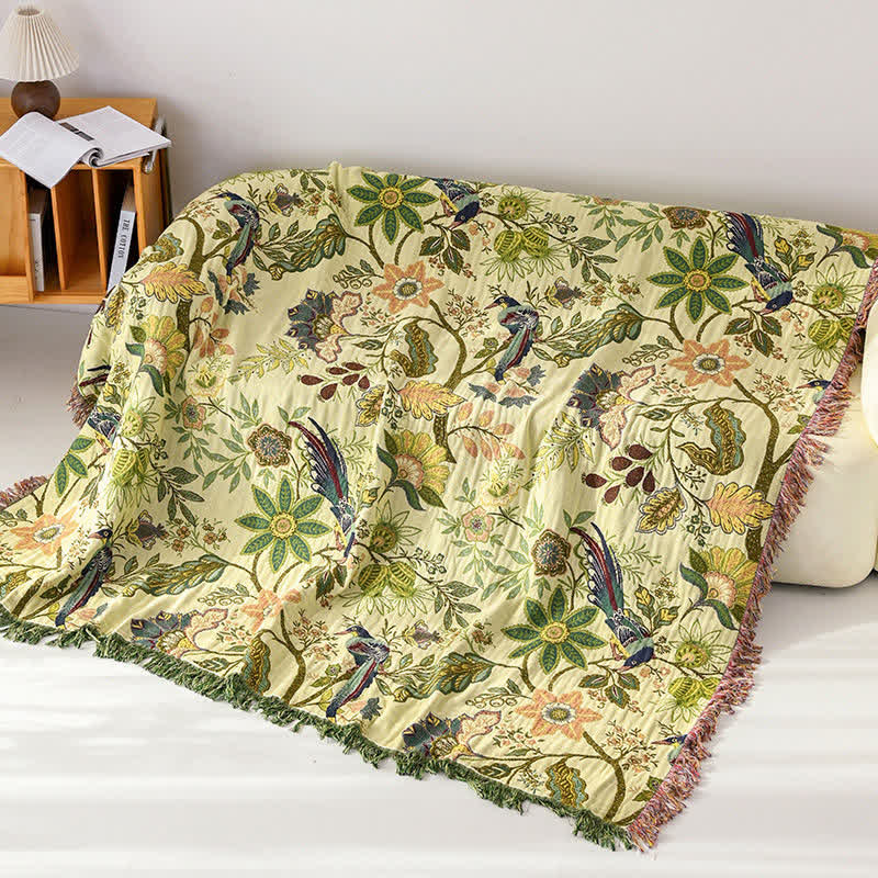 Ownkoti Reversible Floral & Bird Muslin Bedspread Quilt - image 2
