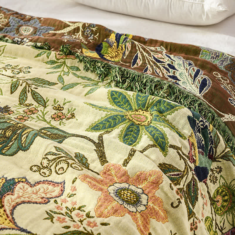 Ownkoti Reversible Floral & Bird Muslin Bedspread Quilt - image 3