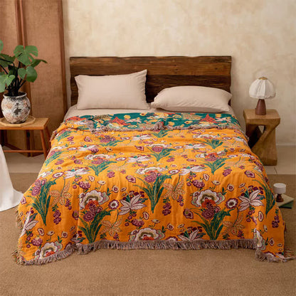 Ownkoti Boho Reversible Cotton GauzeTassel Blanket Quilt - King - image 0
