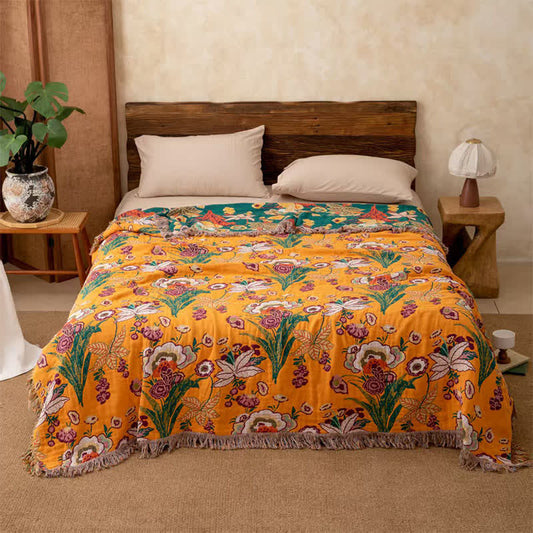 Ownkoti Boho Reversible Cotton GauzeTassel Blanket Quilt - King - image 0
