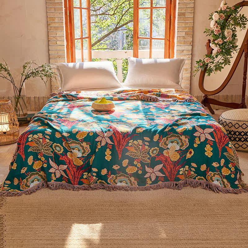 Ownkoti Boho Reversible Cotton GauzeTassel Blanket Quilt - image 1
