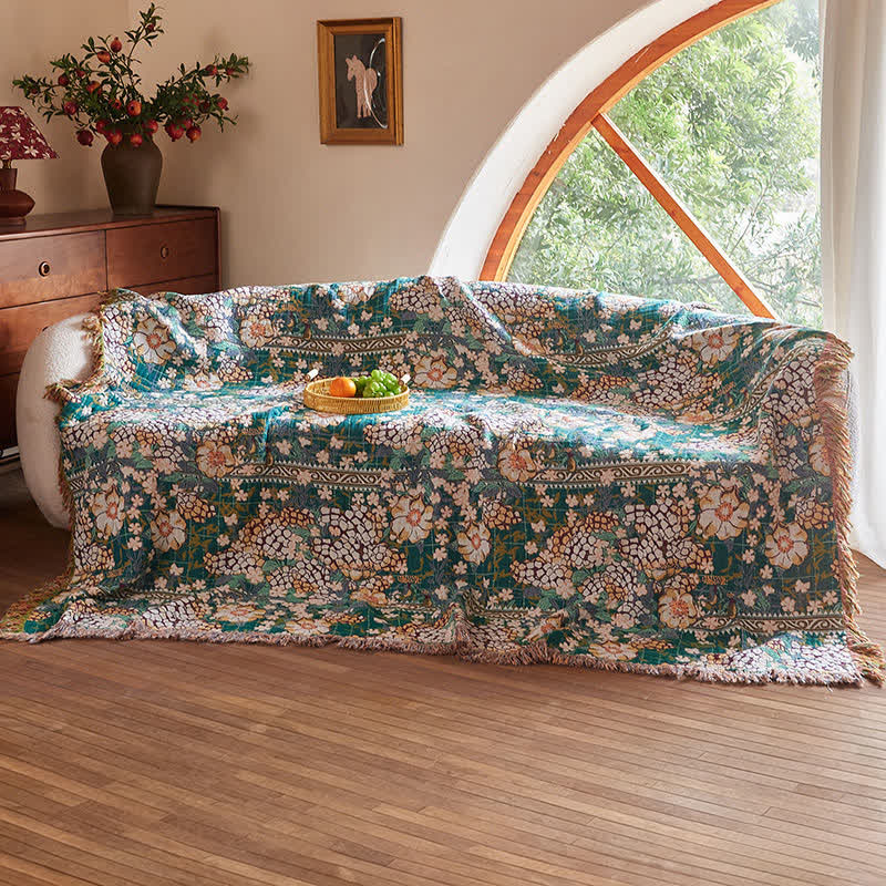 Ownkoti Reversible Botanical Muslin Quilt with Retro Fringe - image 3