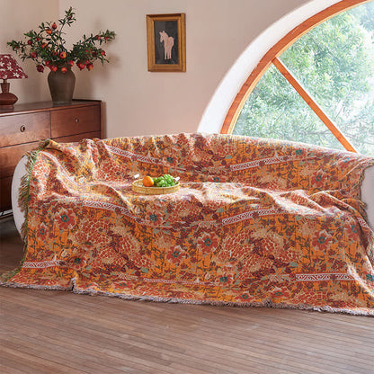 Ownkoti Reversible Botanical Muslin Quilt with Retro Fringe - image 2