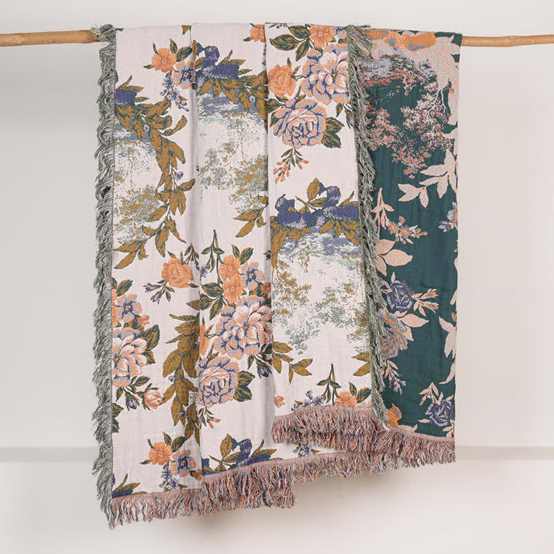 Ownkoti 4-Layer Cotton Gauze Baroque Floral Bedspread Quilt - image 4