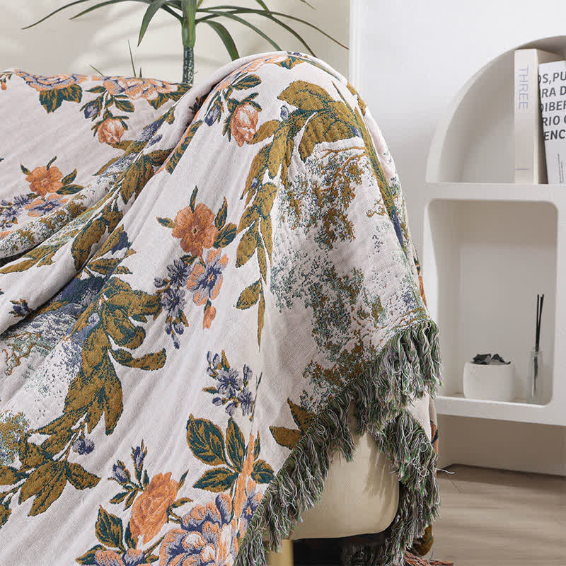 Ownkoti 4-Layer Cotton Gauze Baroque Floral Bedspread Quilt - image 3