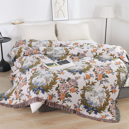 Ownkoti 4-Layer Cotton Gauze Baroque Floral Bedspread Quilt - image 1