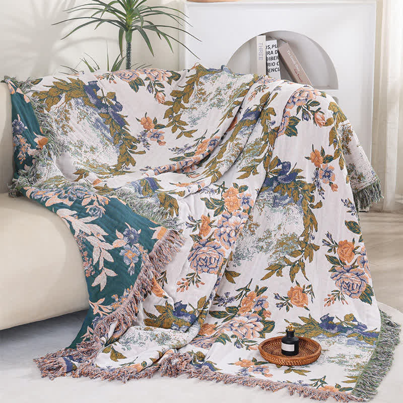 Ownkoti 4-Layer Cotton Gauze Baroque Floral Bedspread Quilt - image 2