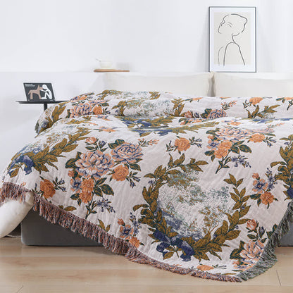 Ownkoti 4-Layer Cotton Gauze Baroque Floral Bedspread Quilt - King - image 0