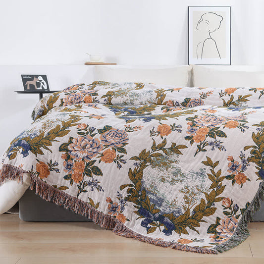 Ownkoti 4-Layer Cotton Gauze Baroque Floral Bedspread Quilt - King - image 0