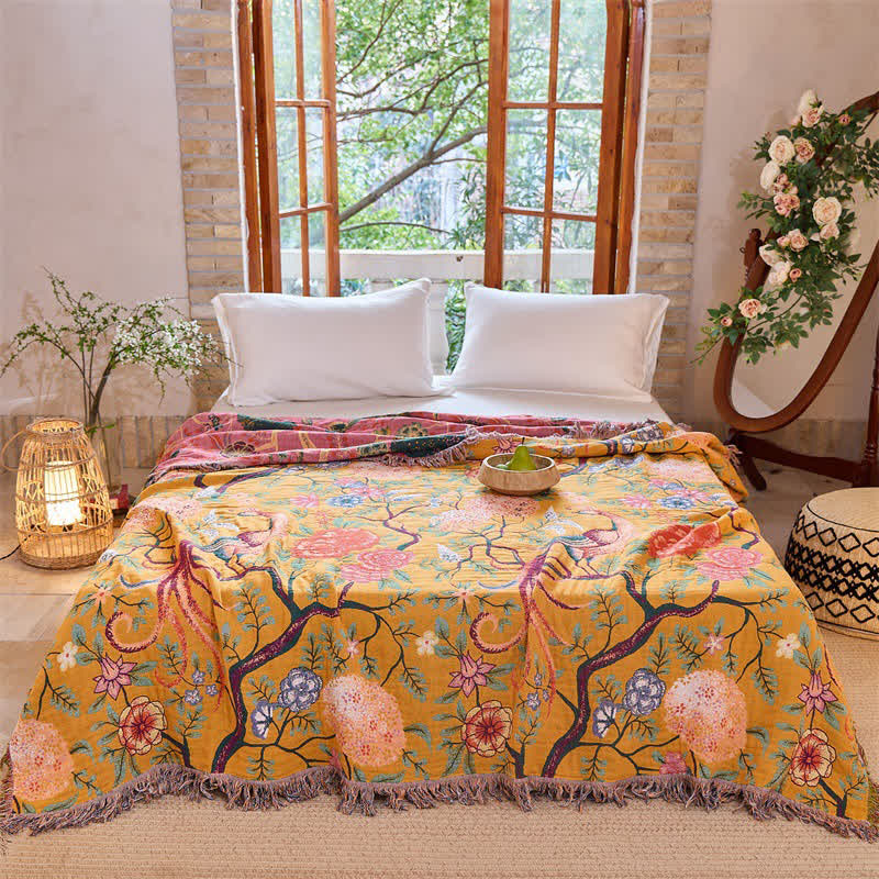 Ownkoti Exotic Garden 4-Layer Cotton Muslin Bedspread Quilt - image 1