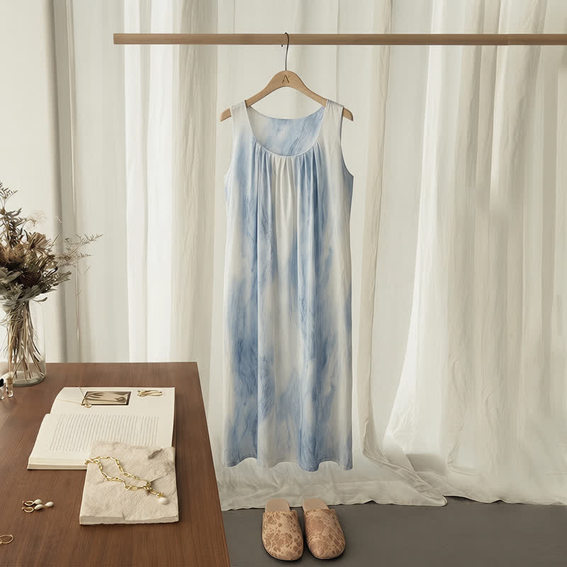 Ownkoti Sky Blue Sleeveless Padded Lounge Dress - Blue - 3XL - image 0