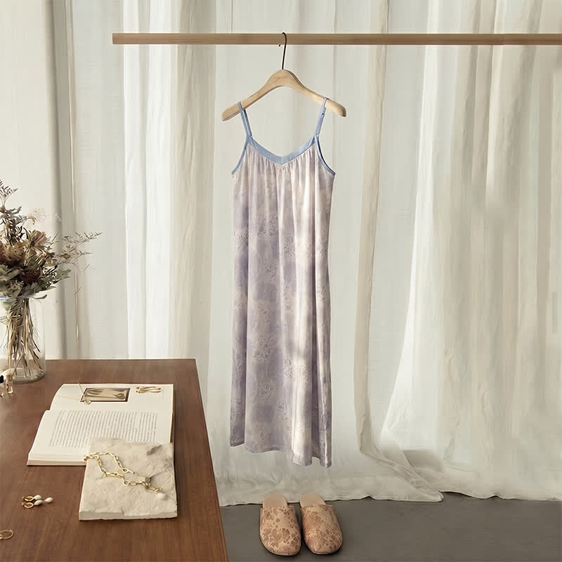 Ownkoti Lavender V-Neck Sleeveless Lounge Dress - Purple - 2XL - image 0