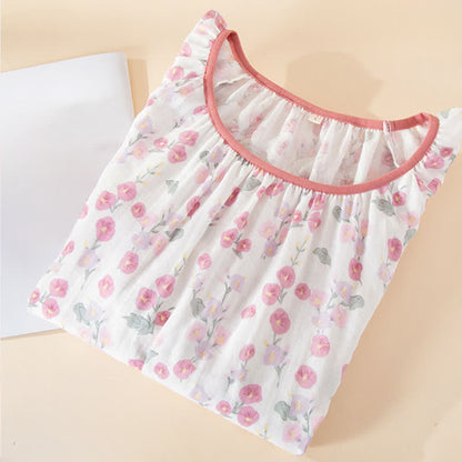 Ownkoti Pastoral Pink Floral Cotton Sleep Dress - image 2