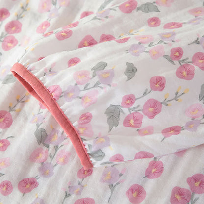 Ownkoti Pastoral Pink Floral Cotton Sleep Dress - image 7