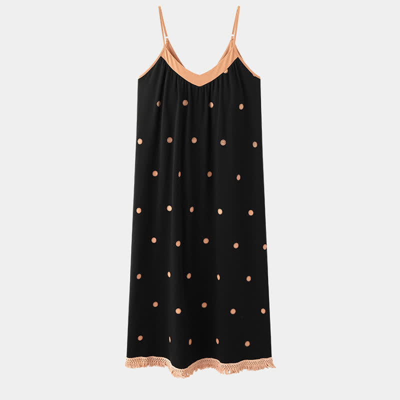 Ownkoti Black Polka Dot Cotton Lounge Dress - image 7