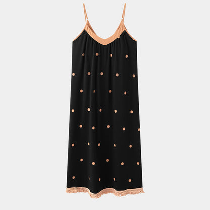 Ownkoti Black Polka Dot Cotton Lounge Dress - image 7