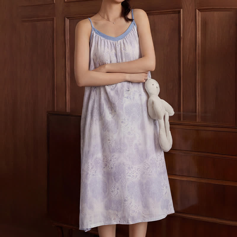 Ownkoti Lavender V-Neck Sleeveless Lounge Dress - image 4