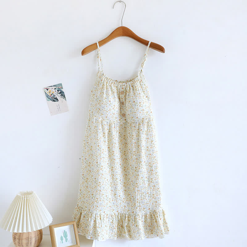 Ownkoti Floral & Leaf Cotton Ruffle Lounge Dress - image 2
