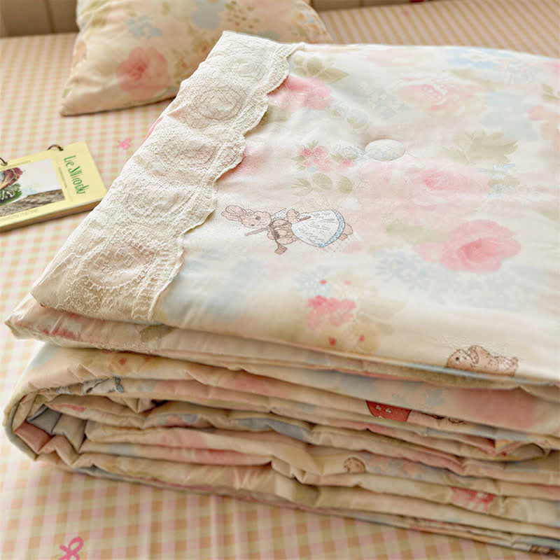 Ownkoti Cream Lace Bunny Cotton Bedding Set - image 0
