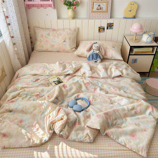 Ownkoti Cream Lace Bunny Cotton Bedding Set - Colorful - Queen - Bedding Set - image 0
