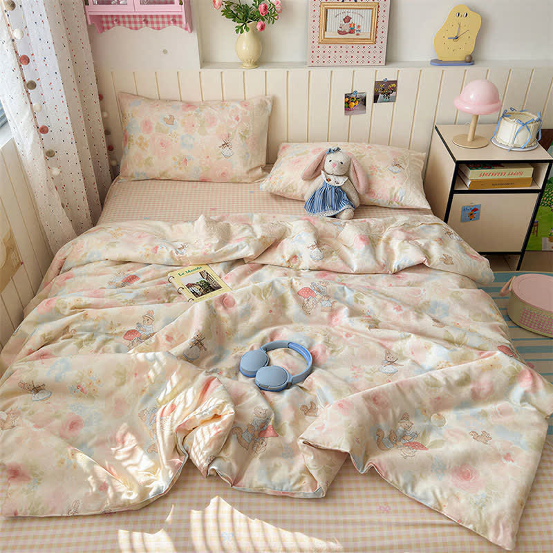 Ownkoti Cream Lace Bunny Cotton Bedding Set - Colorful - Queen - Bedding Set - image 1