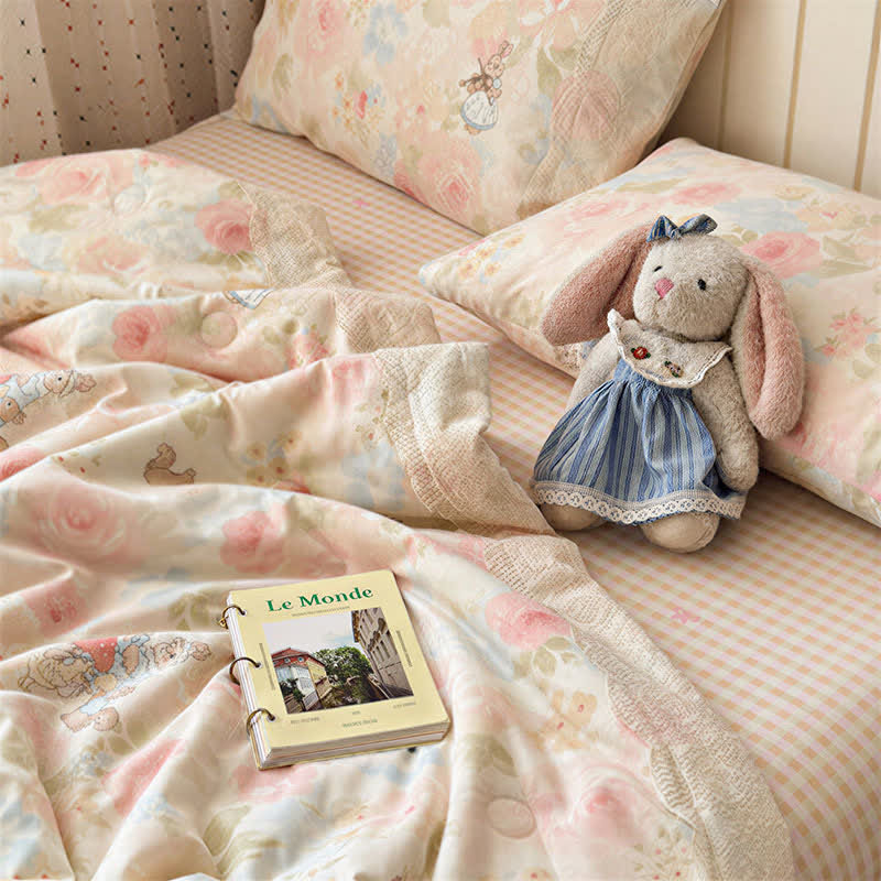 Ownkoti Cream Lace Bunny Cotton Bedding Set - image 2