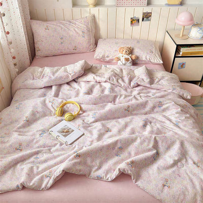 Ownkoti Pink Lace Bear Cotton Bedding Set - Colorful - Queen - Bedding Set - image 1