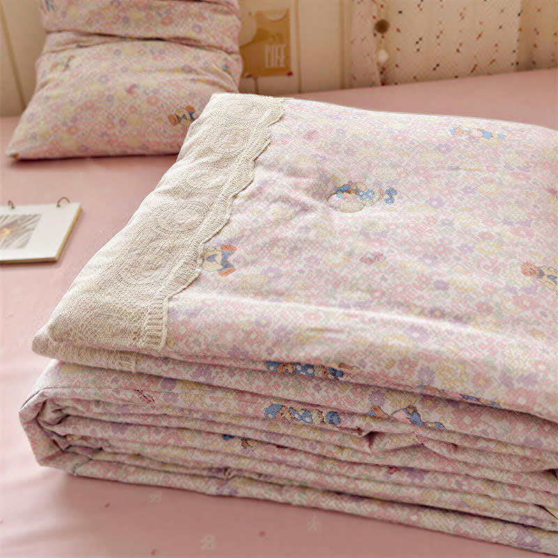 Ownkoti Pink Lace Bear Cotton Bedding Set - image 0