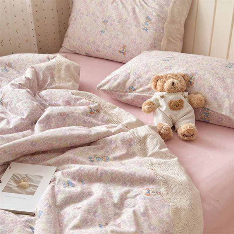 Ownkoti Pink Lace Bear Cotton Bedding Set - image 2