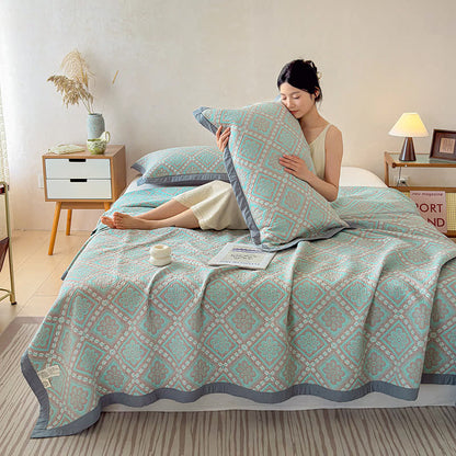 Ownkoti 3-Layer Cotton Gauze Jacquard Bedspread Quilt - image 5