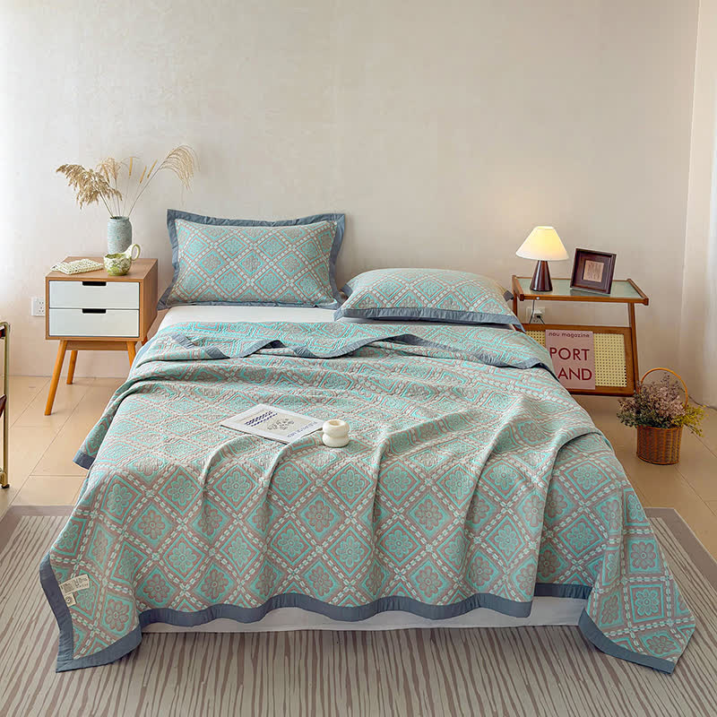 Ownkoti 3-Layer Cotton Gauze Jacquard Bedspread Quilt - image 2