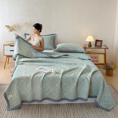 Ownkoti 3-Layer Cotton Gauze Jacquard Bedspread Quilt - image 1