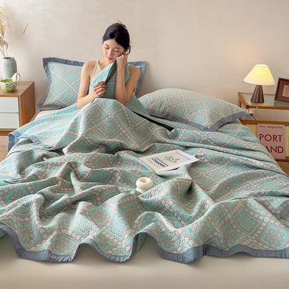 Ownkoti 3-Layer Cotton Gauze Jacquard Bedspread Quilt - image 7