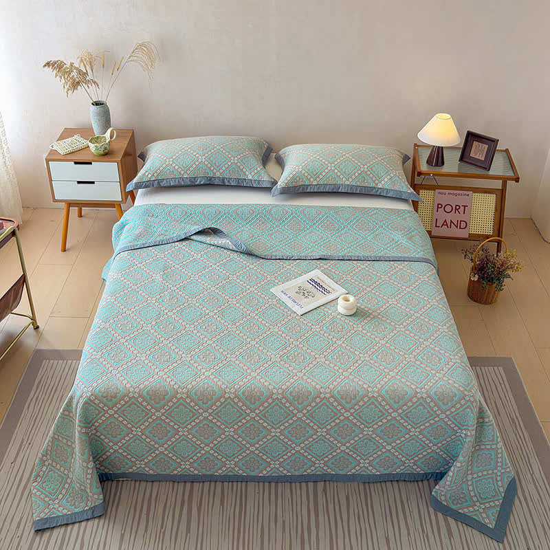Ownkoti 3-Layer Cotton Gauze Jacquard Bedspread Quilt - image 3