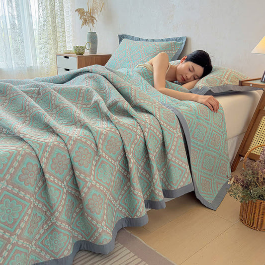Ownkoti 3-Layer Cotton Gauze Jacquard Bedspread Quilt - 2PCS Pillowcases - 19" x 29" - image 0
