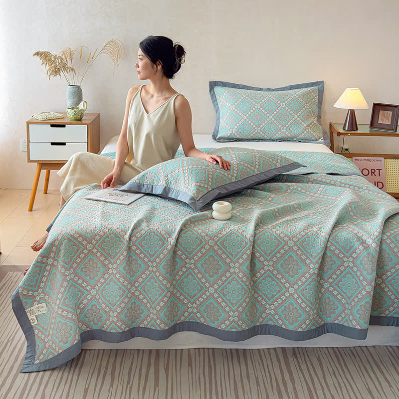 Ownkoti 3-Layer Cotton Gauze Jacquard Bedspread Quilt - image 6