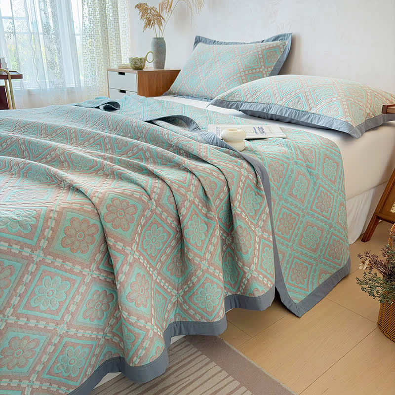 Ownkoti 3-Layer Cotton Gauze Jacquard Bedspread Quilt - image 8