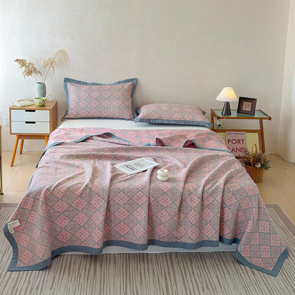 Ownkoti Cotton Gauze Yarn-Dyed Reversible Bedspread Quilt - image 1