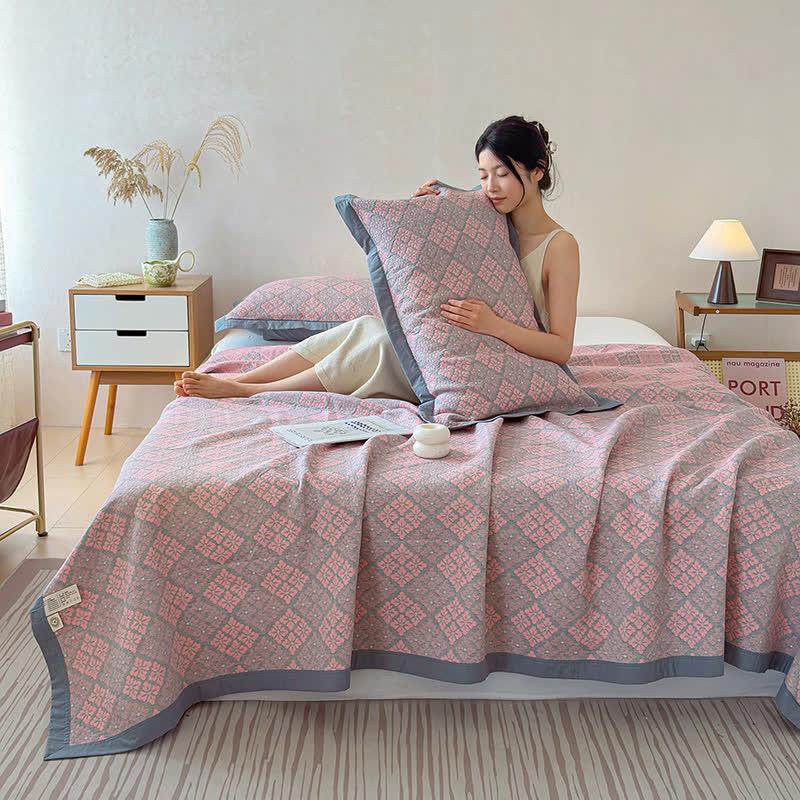 Ownkoti Cotton Gauze Yarn-Dyed Reversible Bedspread Quilt - image 4