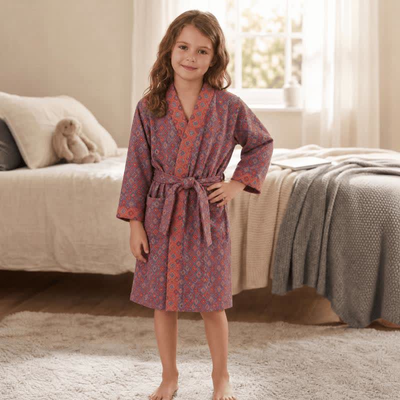 Ownkoti Vintage Geometric Kids' Cotton Kimono Robe - image 1