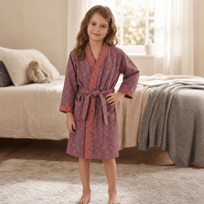 Ownkoti Vintage Geometric Kids' Cotton Kimono Robe - image 1