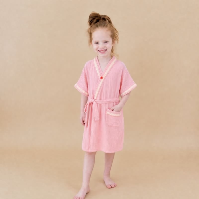 Ownkoti Ruffle Trim Kids' Cotton Muslin Robe - image 1