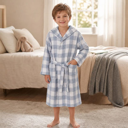 Ownkoti Kids' Plaid Hooded Cotton Bathrobe - image 7